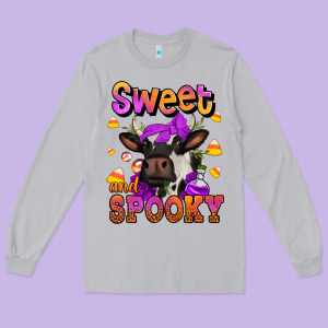 Sweet And Spooky Halloween Cow Long Sleeve Tee Designed By Jasminsmagicworld