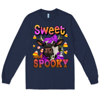Navy sweet and spooky halloween cow Long Sleeve Tee - Jasminsmagicworld
