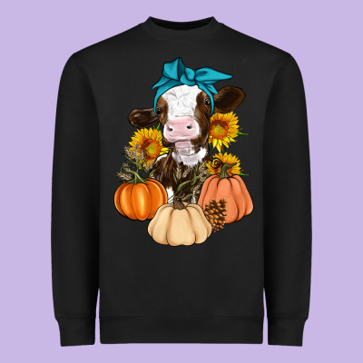 Cow Fall Pumpkin Heavyweight Sweatshirt Designed By Artiststas