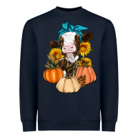 Navy Cow Fall Pumpkin Heavyweight Sweatshirt - Artiststas