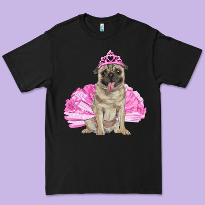 Premium Tee Balerina pug with tutu
