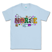 Dusty Blue mardi gras nurse leopard cowhide glitter Classic Tee - Artiststas