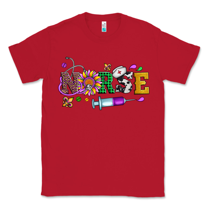Mardi Gras Nurse Leopard Cowhide Glitter Classic Tee by Artiststas | Teevron