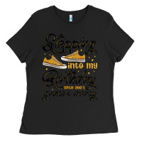 Black stepping into my birthday with god s grace and mer Ladies Tee - MaliasSmallBusiness
