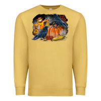 Antique Gold Fall Background With Crow Premium Sweatshirt - LillyAllenDesigns