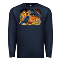 Navy Fall Background With Crow Premium Sweatshirt - LillyAllenDesigns
