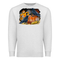 Oatmeal Heather Fall Background With Crow Premium Sweatshirt - LillyAllenDesigns