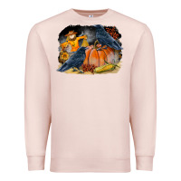 Pale Pink Fall Background With Crow Premium Sweatshirt - LillyAllenDesigns
