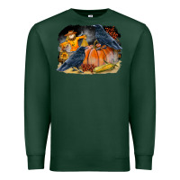 Sports Green Fall Background With Crow Premium Sweatshirt - LillyAllenDesigns
