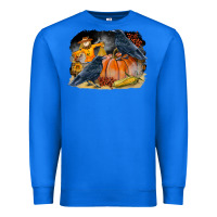 True Royal Fall Background With Crow Premium Sweatshirt - LillyAllenDesigns