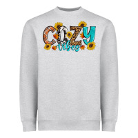 Heather Grey Cozy Vibes Fall Sunflowers Heavyweight Sweatshirt - Artiststas