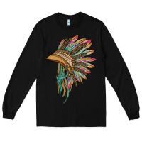 Black indian leopard headdress Long Sleeve Tee - BarkalooDesign