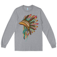 Heather Grey indian leopard headdress Long Sleeve Tee - BarkalooDesign