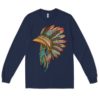 Navy indian leopard headdress Long Sleeve Tee - BarkalooDesign
