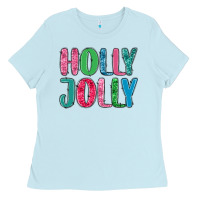Baby Blue holly jolly Ladies Tee - MaliasSmallBusiness