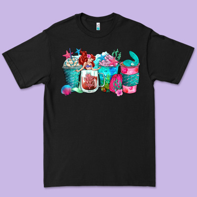 Mermaid Coffee Cups Premium Tee Designed By Zillion Design Studio
