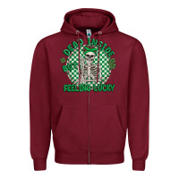 Burgundy dead inside but feeling lucky Zipper Hoodie - MaliasSmallBusiness