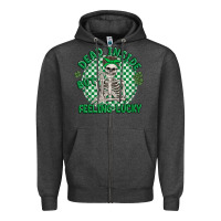 Charcoal Heather dead inside but feeling lucky Zipper Hoodie - MaliasSmallBusiness