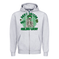 Heather Grey dead inside but feeling lucky Zipper Hoodie - MaliasSmallBusiness