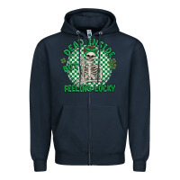 Navy dead inside but feeling lucky Zipper Hoodie - MaliasSmallBusiness