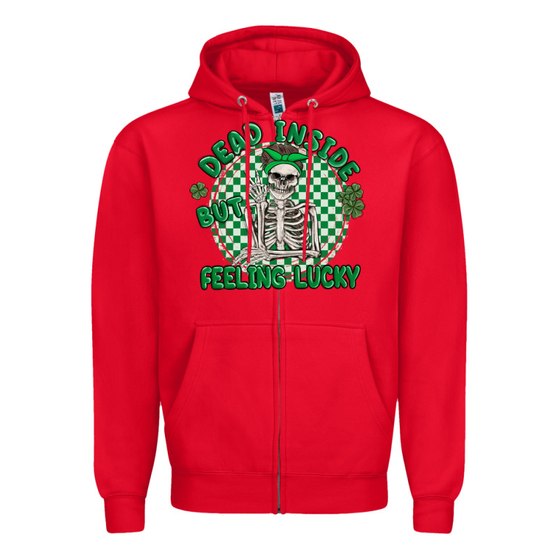 Dead Inside But Feeling Lucky Zipper Hoodie by MaliasSmallBusiness | Teevron