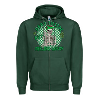 Sports Green dead inside but feeling lucky Zipper Hoodie - MaliasSmallBusiness