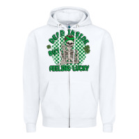 White dead inside but feeling lucky Zipper Hoodie - MaliasSmallBusiness