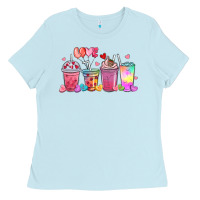 Baby Blue love coffee cups Ladies Tee - MaliasSmallBusiness