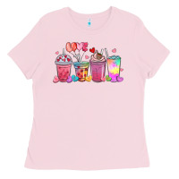Bubblegum Pink love coffee cups Ladies Tee - MaliasSmallBusiness