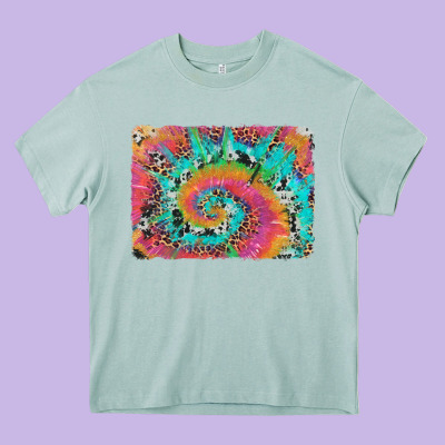 Tie Dye Leopard Cowhide Glitter Background Heavy Core Tee Designed By Artiststas