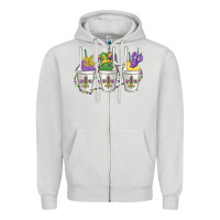 Dove Grey mardi gras snowballs Zipper Hoodie - MaliasSmallBusiness