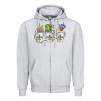 Heather Grey mardi gras snowballs Zipper Hoodie - MaliasSmallBusiness