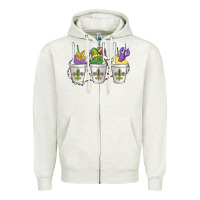 Oatmeal Heather mardi gras snowballs Zipper Hoodie - MaliasSmallBusiness