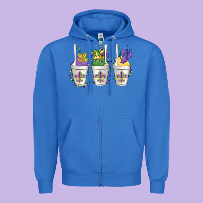 Mardi Gras Snowballs Zipper Hoodie Designed By Maliassmallbusiness