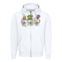 White mardi gras snowballs Zipper Hoodie - MaliasSmallBusiness