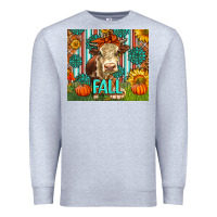 Heather Grey Western Fall Cow Premium Sweatshirt - LillyAllenDesigns