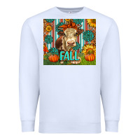White Western Fall Cow Premium Sweatshirt - LillyAllenDesigns