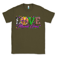 Army Green love mardi gras fleur de lis sunflower leopard and beads Classic Tee - Artiststas
