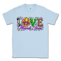 Dusty Blue love mardi gras fleur de lis sunflower leopard and beads Classic Tee - Artiststas
