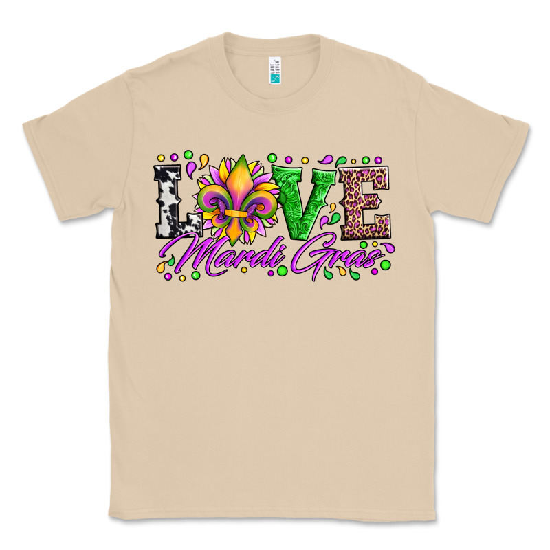Love Mardi Gras Fleur De Lis Sunflower Leopard And Beads Classic Tee by Artiststas | Teevron