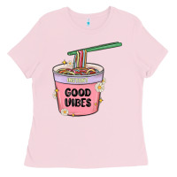 Bubblegum Pink instant good vibes noodles Ladies Tee - MaliasSmallBusiness