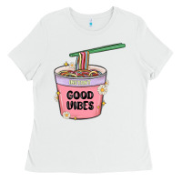 White instant good vibes noodles Ladies Tee - MaliasSmallBusiness