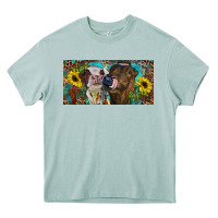Arona Heifers With Sunflowers And Leopard Heavy Core Tee - RanaPortraitStore