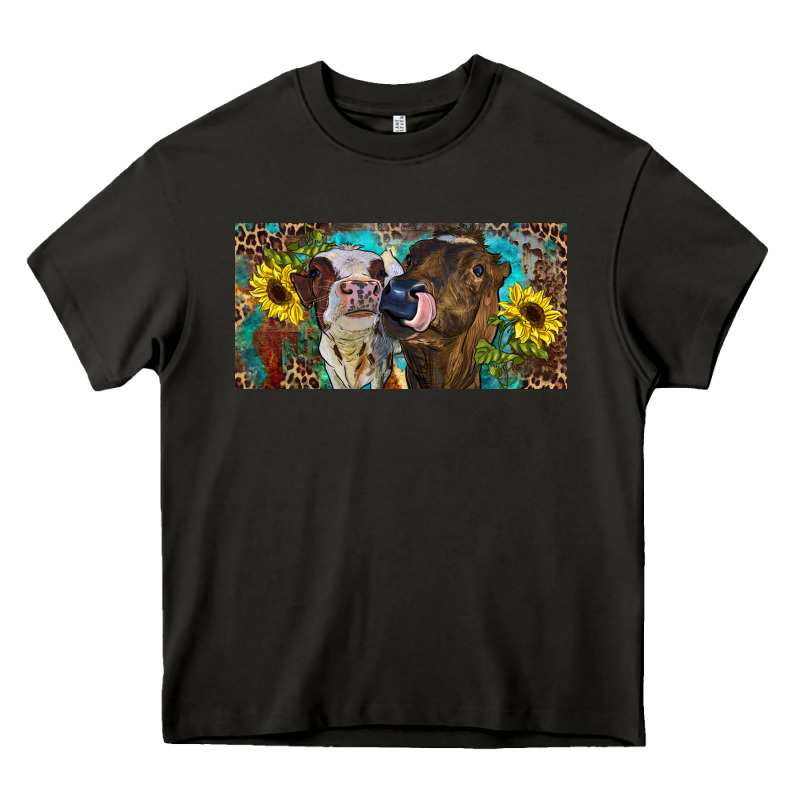 Heifers With Sunflowers And Leopard Heavy Core Tee by RanaPortraitStore | Teevron