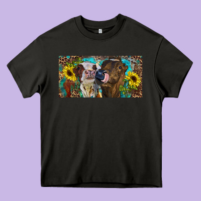 Heavy Core Tee Heifers With Sunflowers And Leopard