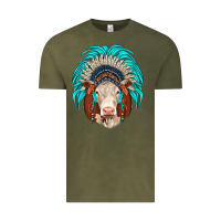 Vintage Olive hereford indian headdress Vintage Tee - JahusDesignShop