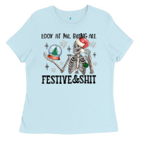 Baby Blue look at me being all festive and shit Ladies Tee - MaliasSmallBusiness