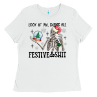 White look at me being all festive and shit Ladies Tee - MaliasSmallBusiness