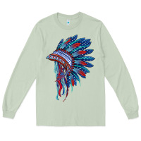 Indian Headdress With American Flag Long Sleeve Tee | Teevron