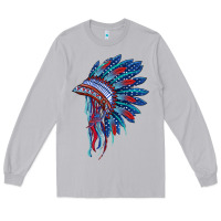 Moon Dust indian headdress with american flag Long Sleeve Tee - BarkalooDesign